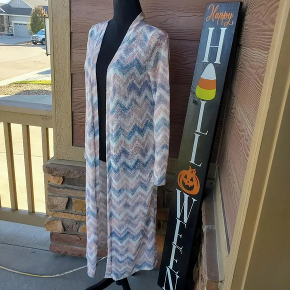 NWT Amelia James Size Medium M Pastel Chevron Duster Cardigan - Picture 8 of 12